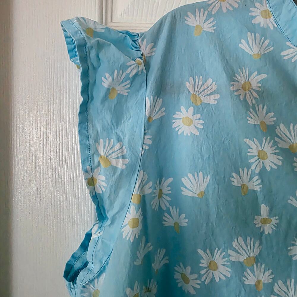 Simply Southern Blue with White Daisies Ruffle Maxi Dress size Large - Picture 5 of 9